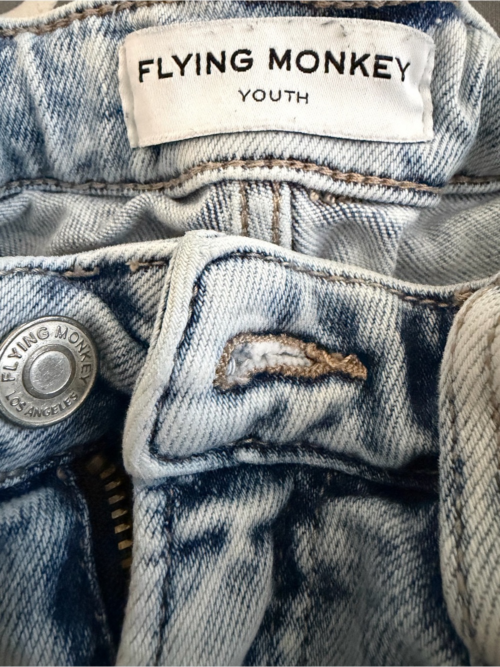 FLYING MONKEY YOUTH Girls Acid Washed Distressed Denim Cut Off Jean Shorts 12 - Picture 7 of 8